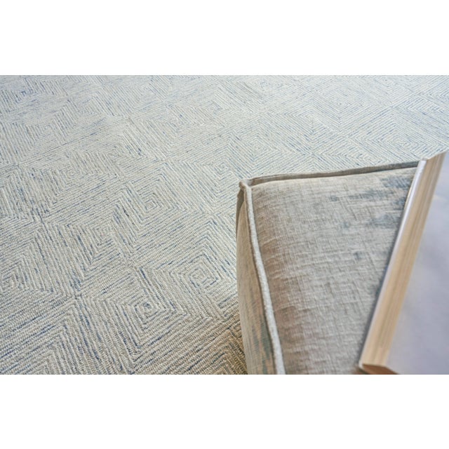 2020s Exquisite Rugs Labyrinth Tufted New Zealand Wool & Cotton Light Blue/Ivory Rug-12'X15' For Sale - Image 5 of 7