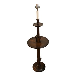 Vintage Wood Ratchet Arm Lamp For Sale