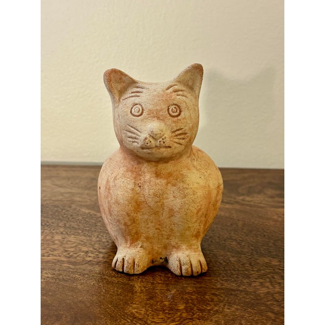Vintage 1960s Mid-Century Terracotta Cat Sculpture For Sale - Image 4 of 8