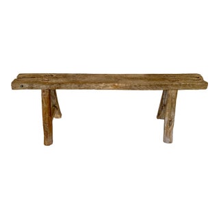 Antique Rustic Long Elm Bench For Sale