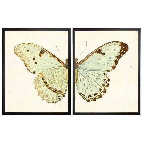 Boho Chic Boho Chic Split Pale Green Butterfly Prints - 46" X 29" For Sale - Image 3 of 3