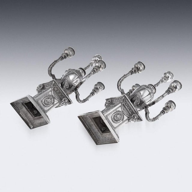 Antique German Hanau Silver Candelabras, 19th Century, Set of 2 For Sale - Image 9 of 18