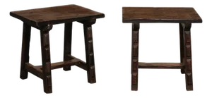 1800s Italian Trestle Leg Wood Side Tables - A Pair