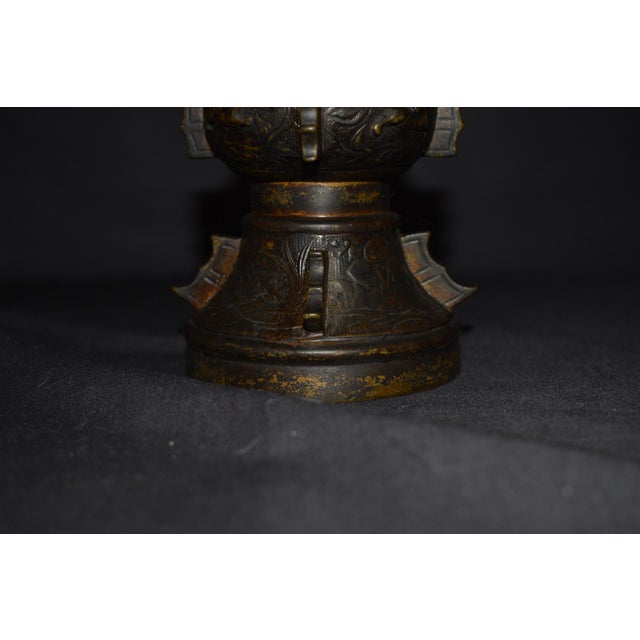 Antique Japanese Bronze Vessel/Vase W/Designs For Sale - Image 18 of 18