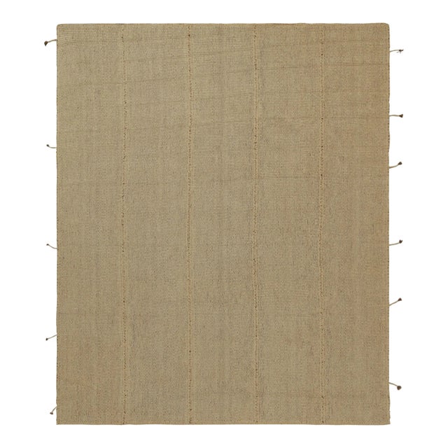Rug & Kilim’s Contemporary Kilim in Beige With-Brown Accents For Sale