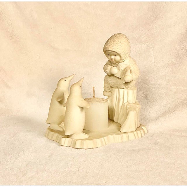 Ceramic Dept 56 Snowbabies Figurne "Once Upon a Time..." Votive Candle Holder 1996-2000 Original Box & Packing For Sale - Image 7 of 12