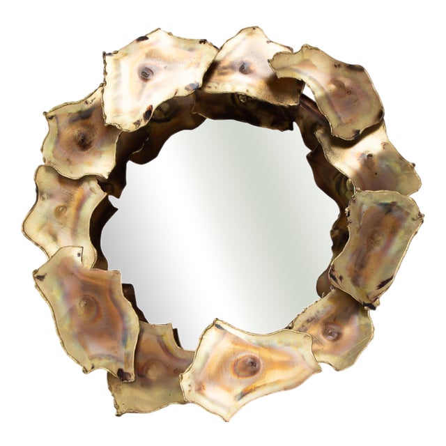 Sun Mirror Sculpture Brass Sheets Usa C. 1970s (31 Cm), 1960s For Sale