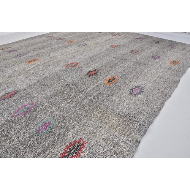 Turkish Organic Vintage Home Liivng Kilim Rug For Sale - Image 3 of 10