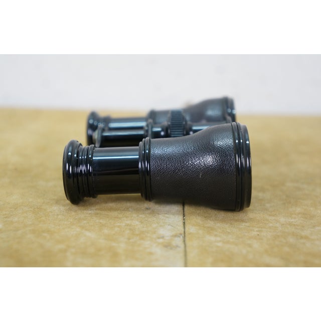 Metal Antique Lemaire French Opera Glasses Black Leather Binoculars & Case For Sale - Image 7 of 15