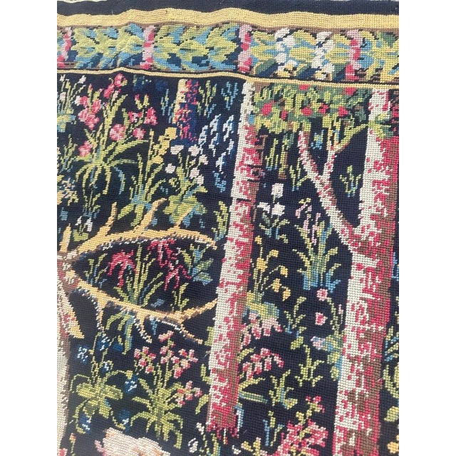 French Aubusson Style Needlepoint Tapestry with Medieval Design, 1970s For Sale - Image 14 of 18