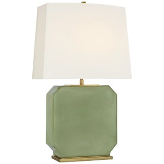 Thomas O'Brien by Visual Comfort Signature Monique 26" Table Lamp in Silk Green with Linen Shade For Sale
