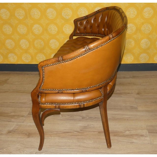 Brown Vintage Chesterfield Style Leather Caramel Two-Seater Sofa, 1960s For Sale - Image 8 of 11