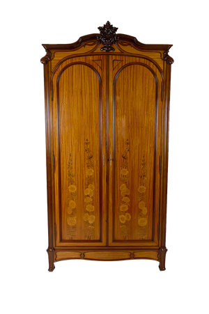 Art Nouveau Mahogany Inlaid Wardrobe, France, 1900s