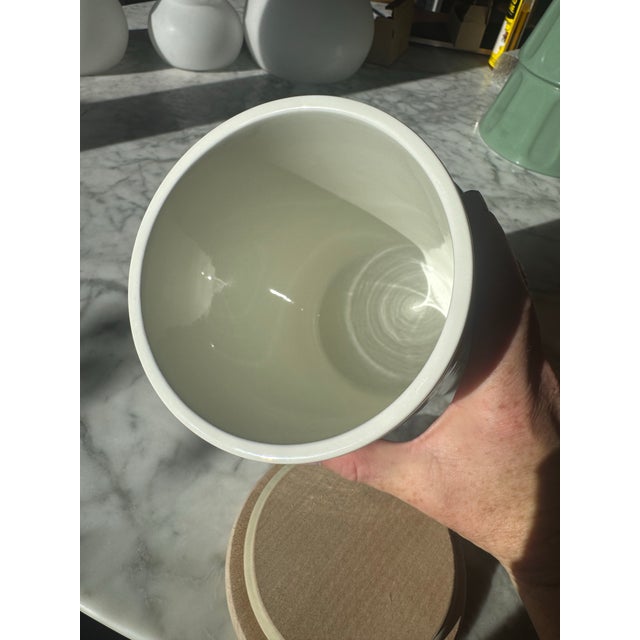 Vintage Portmeirion Pottery Canister With Fish Design and Wooden Lid For Sale In Los Angeles - Image 6 of 9