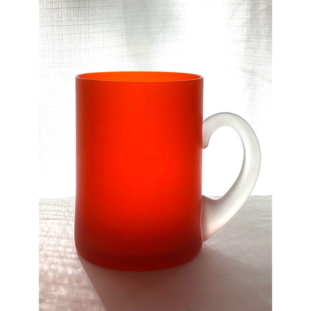 Set of 5 Vintage Orange Satin Glass Carlo Moretti Mugs For Sale - Image 10 of 13