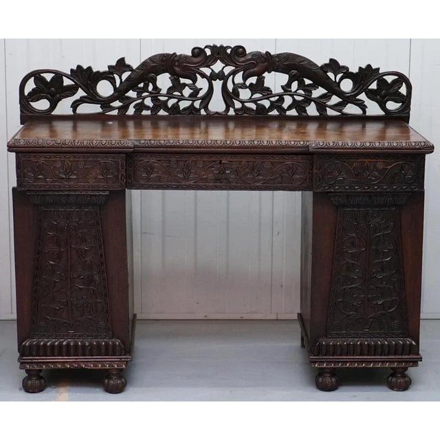 We are delighted to offer for sale this stunning 19th century Anglo Burmese hand carved sideboard with drawers and...