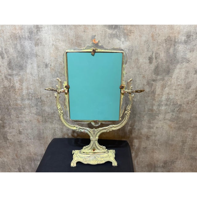 Verdigris Patina Brass Vanity Mirror For Sale - Image 9 of 13