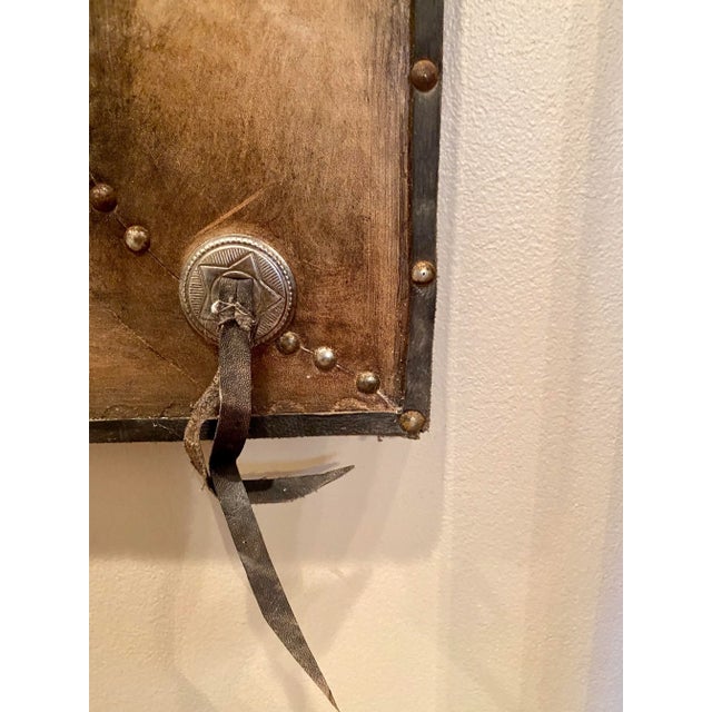 Glass Vintage Hand Crafted Santa Fe Style Leather Mirror With Studs and Conchos For Sale - Image 7 of 13