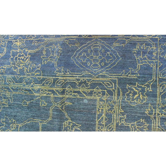 Textile Transitional Turkish Rug by Keivan Woven Arts, Teal Blue & Green 10'2 X 14'5 For Sale - Image 7 of 13
