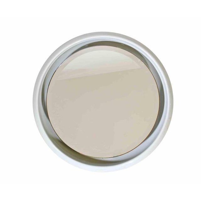 Vintage Backlit Ceramic and Glass Wall Mirror, Europe, 1970s For Sale - Image 4 of 7