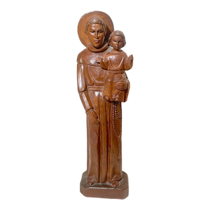 Vintage Hand Carved Wood Religious Saint Joseph Baby Jesus Sculpture Statue