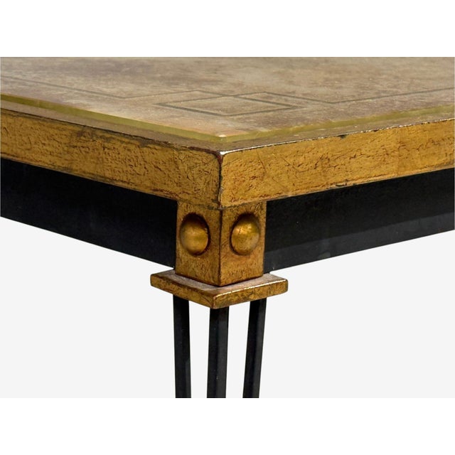 1960s Jacques Quinet Style, Coffee Table, Gold Églomisé Glass, Iron, France, 1960s For Sale - Image 5 of 16