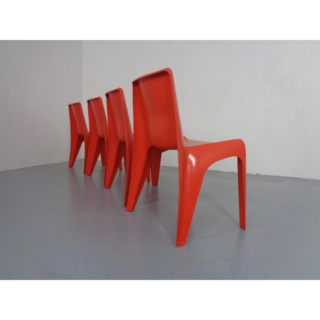 B1171 Fiberglass Stacking Chairs by Helmut Bätzner for Bofinger, 1960s, Set of 4 For Sale - Image 6 of 17