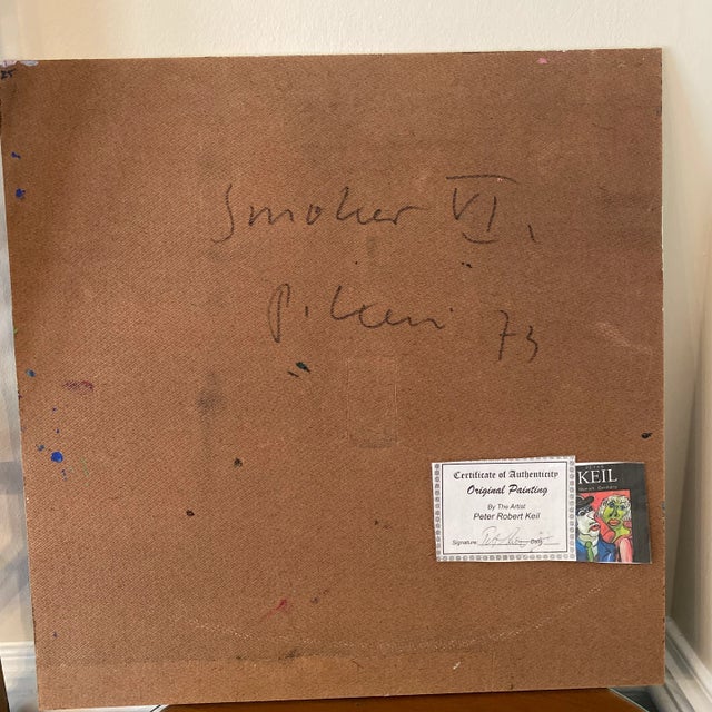 Abstract Peter Keil Original Abstract Portrait Painting on Board 1973 For Sale - Image 3 of 6