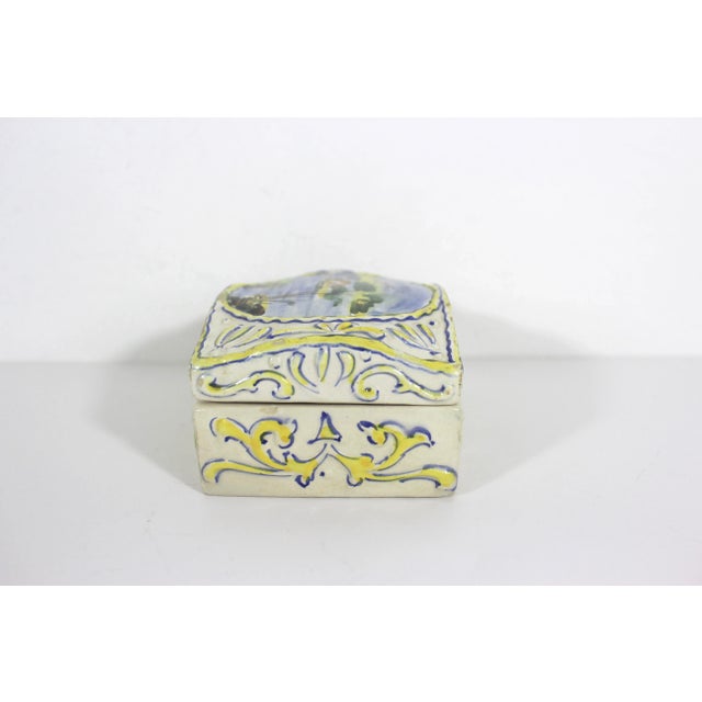 Vintage Italian Signed Ceramic Box Hand Painted For Sale - Image 4 of 10
