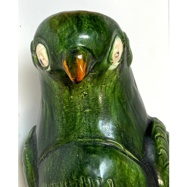 Ceramic Monumental Chinese Export Porcelain Green Sancai Glazed Parrot, Late 19th C For Sale - Image 7 of 18