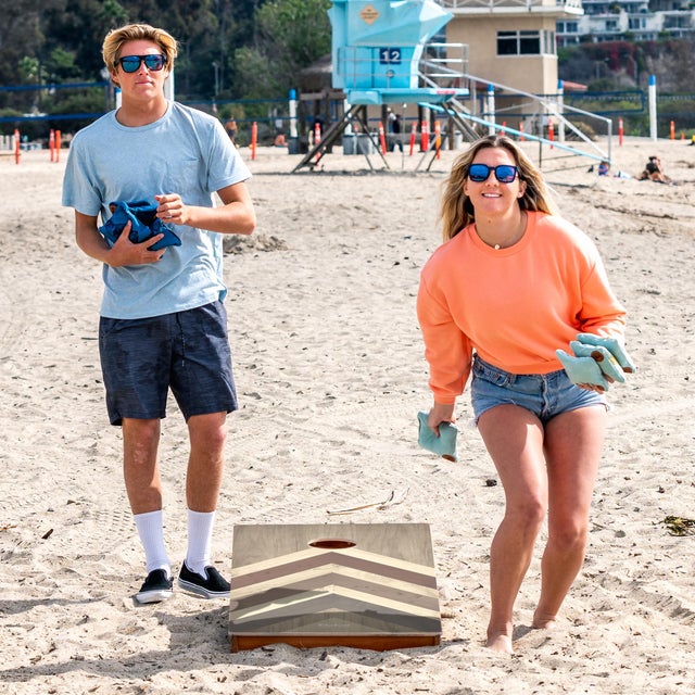 Terra Chevron Mahogany Pathfinder Cornhole Boards For Sale - Image 10 of 10