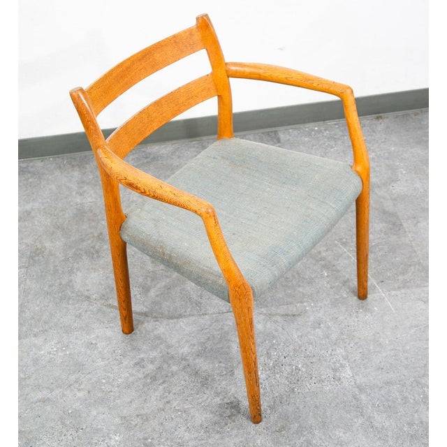 Mid Century Danish Modern Dining Chair Niels j.l Moller #67 Oak Denmark Armchair For Sale - Image 9 of 12