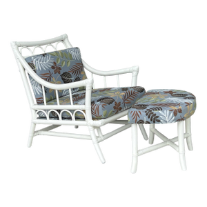 Mid 20th Century Willow and Reed Mid Century Rattan Lounge Chair With Ottoman