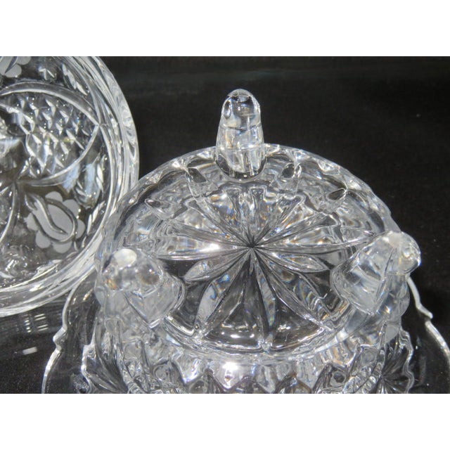 1950s Cut Crystal Footed Lidded Candy Dish Bowl With Rose and Diamond Pattern For Sale In Washington DC - Image 6 of 7