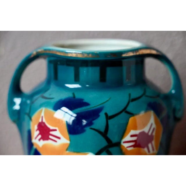 Blue Large Vintage Vase by Keller & Guérin Lunéville, 1920s For Sale - Image 8 of 13