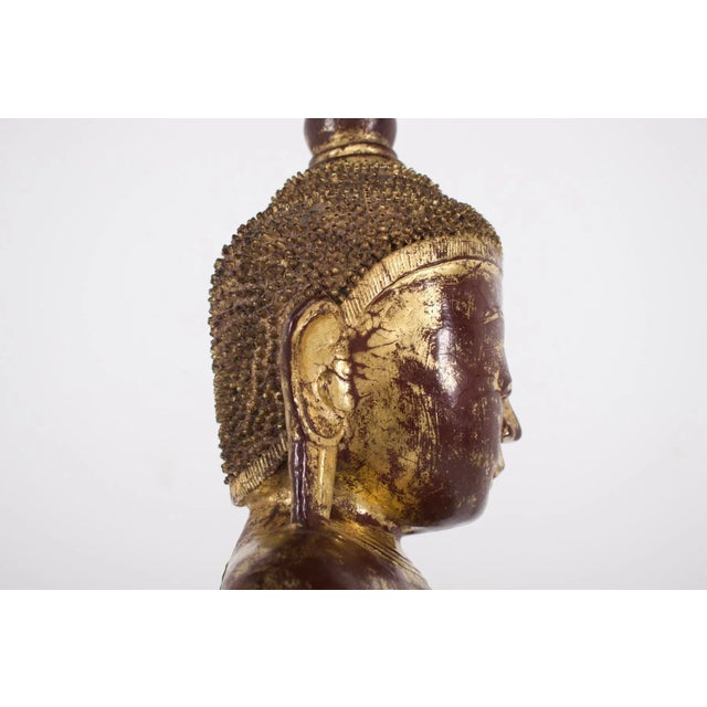 Konbaung Maravijaya Birman Buddha, 1800s, Lacquered Wood For Sale - Image 6 of 13