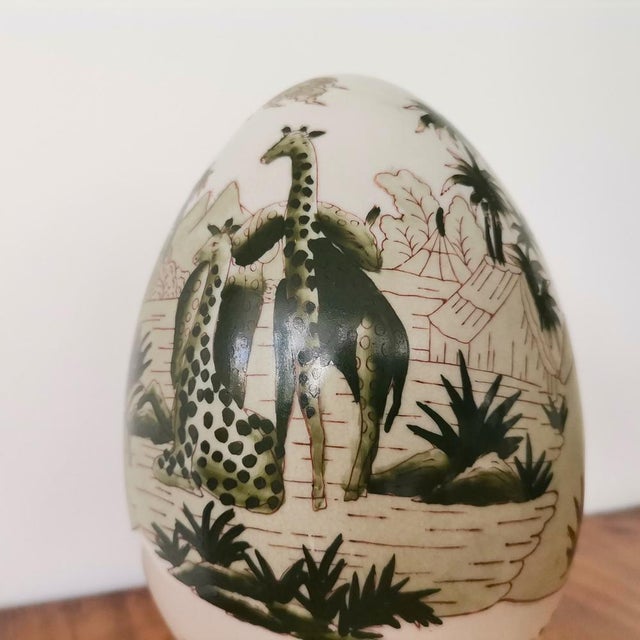 Vintage Porcelain Egg with African Safari Animal Style Decoration, 1970s For Sale - Image 9 of 14