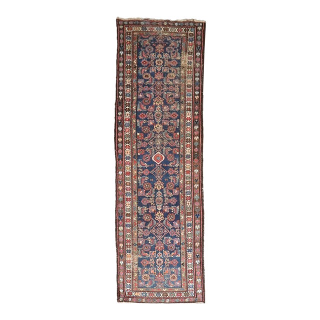 Early 20th Century Navy Worn Persian Runner - 3'1" x 10' For Sale