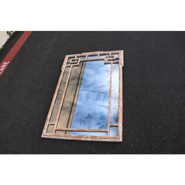 Italian Vintage Italian Faux Bamboo Greek Key Wall Mirror, 1970s For Sale - Image 3 of 18