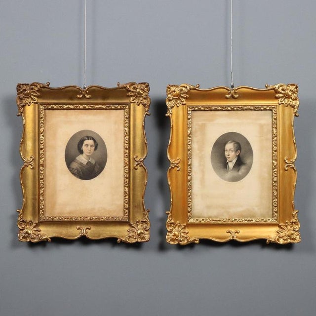 Cesare Ferreri, Portraits, Pastel Drawings on Paper, Framed, Set of 2 For Sale - Image 13 of 13