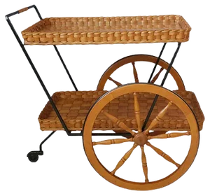 Mid-Century Metal, Wood, and Rubber Trolley, 1950s