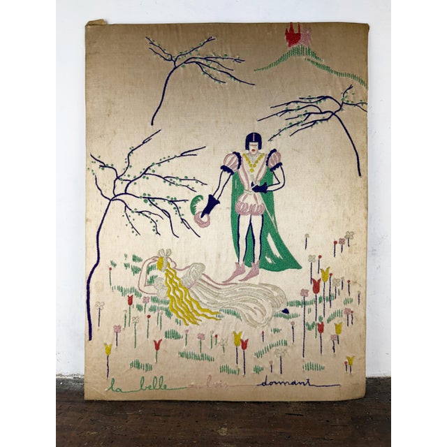 Vintage Art Deco French Silk Embroidery Panel, 1920s For Sale - Image 9 of 12