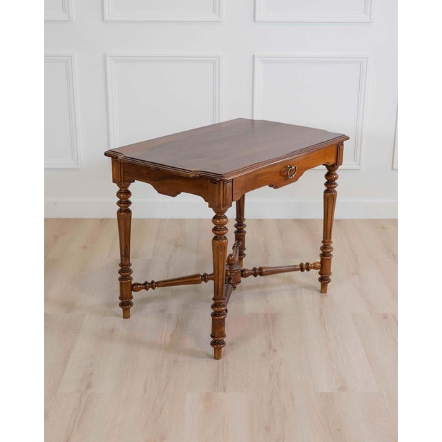 19th Century Italian Walnut Writing Desk, Neoclassical Design For Sale - Image 15 of 18