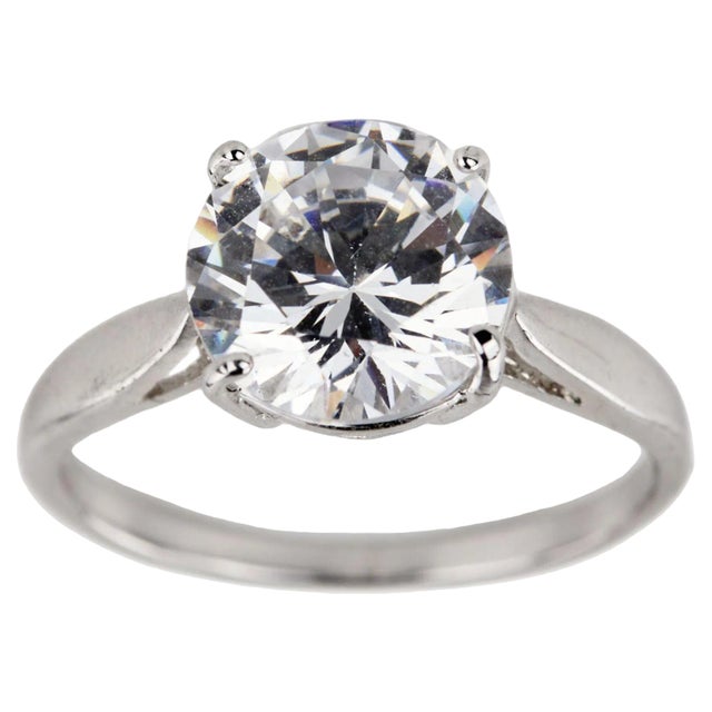 White Metal Ring with White Swarovski Stone For Sale