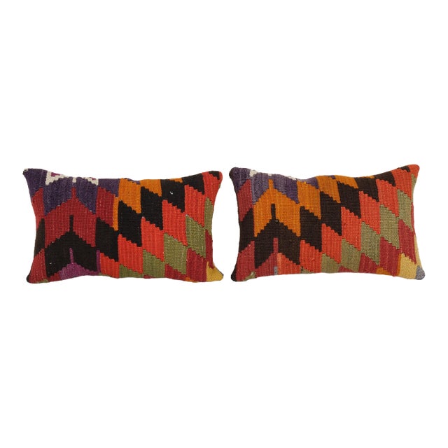 Kilim Lumbar Pillow Cover - A Pair For Sale