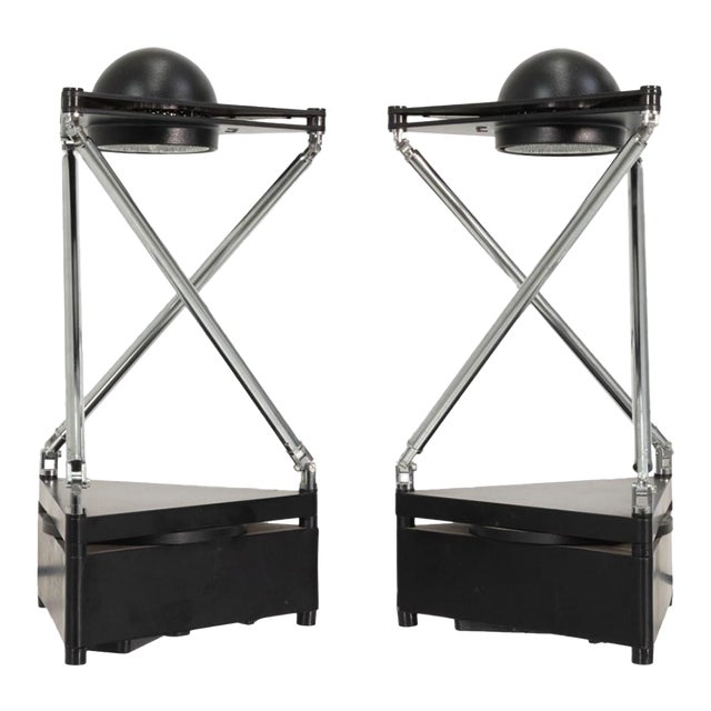 Pair of 1980s Italian Kandido Table Lamps by f.a. Porsche for Luci Italia For Sale