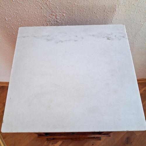 French Oak Side Table with Marble Top, 1900s For Sale - Image 10 of 15