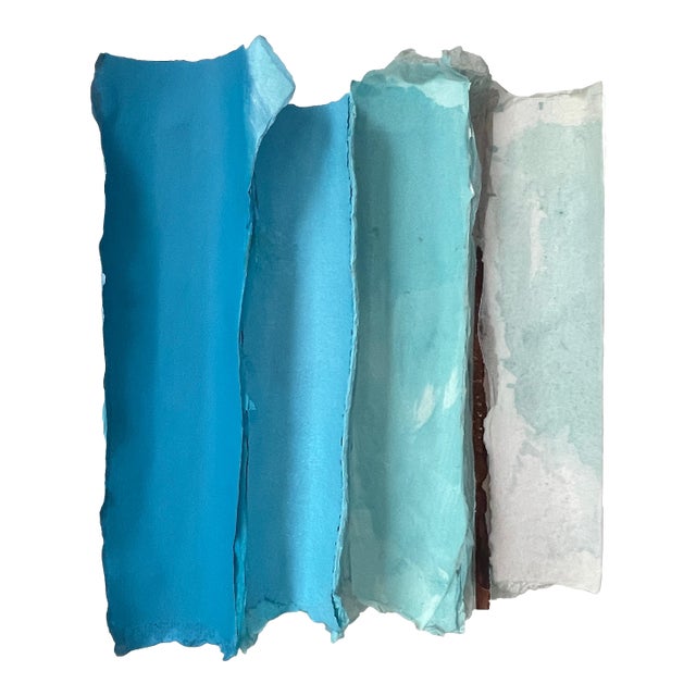 Minimalist Ocean-Inspired Sculptural Wall Art in Layered Blue Tones by Covet Studio For Sale