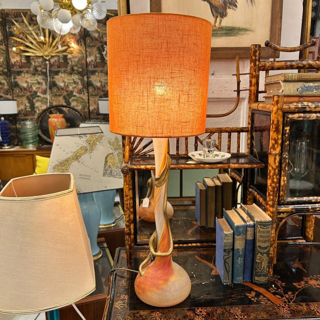 Art Nouveau Orange Glass Table Lamp, 1890s For Sale - Image 9 of 9
