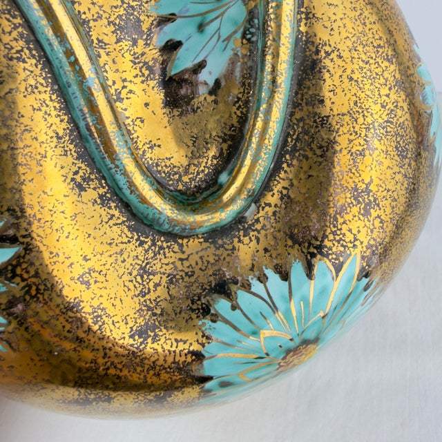 Ceramic Midcentury Jw Co Hand Painted Gilt Vase For Sale - Image 7 of 12